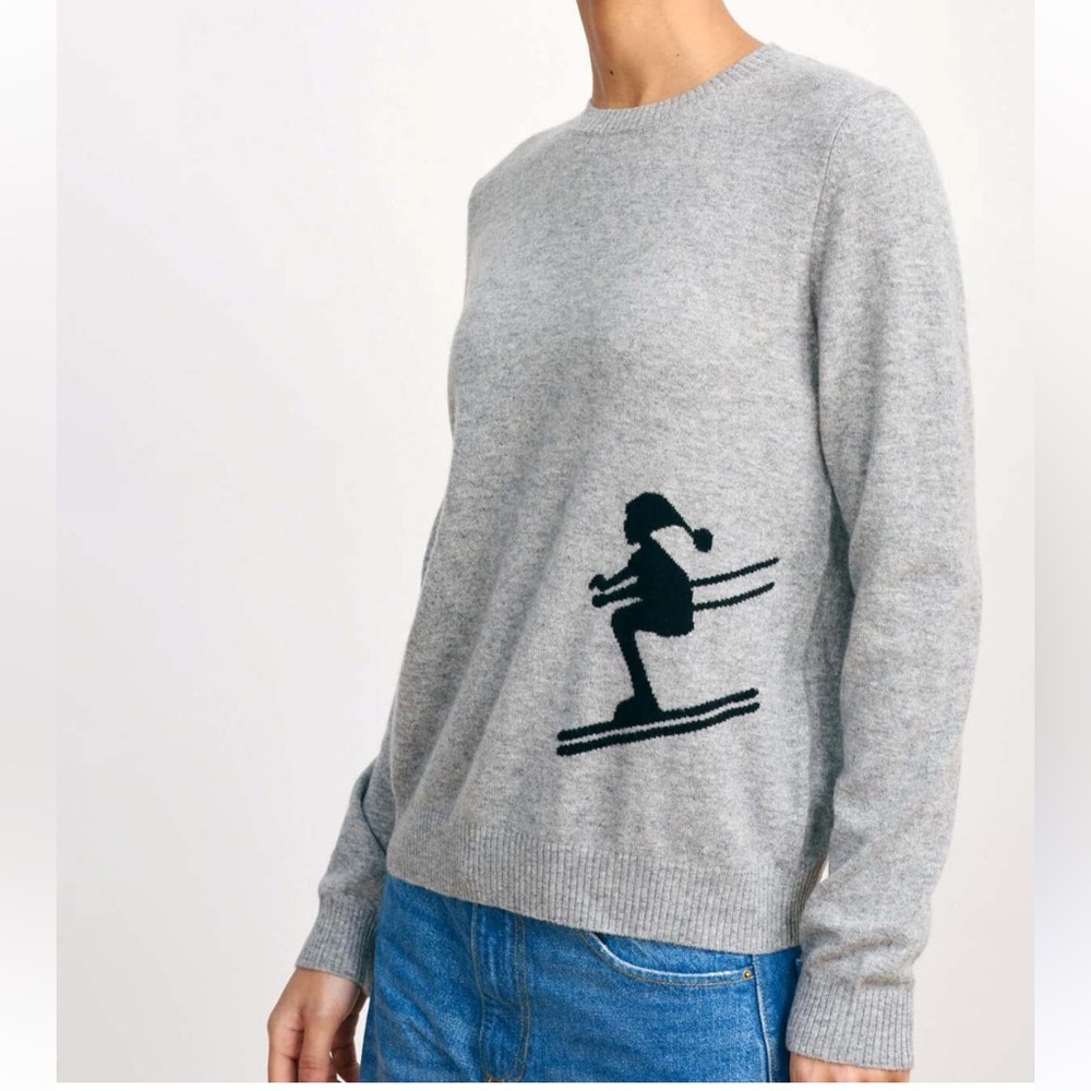 Jumper 1234 100% cashmere Sweater with Skier Design designer size 3 (Large) NWT